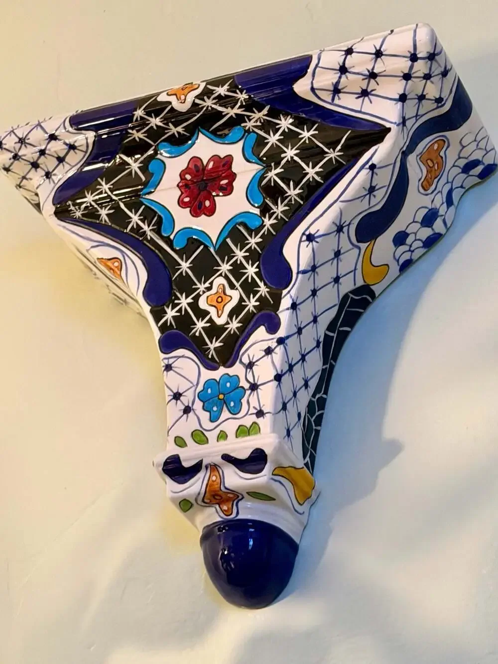 Mexican Talavera Ceramic Wall Shelf